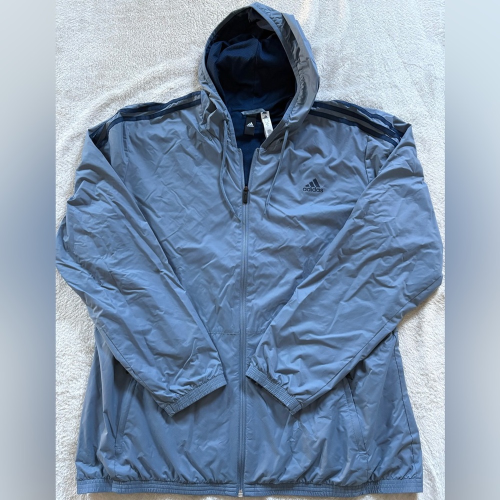 Adidas Men's Blueish/Gray Windbreaker Jacket (XXL)